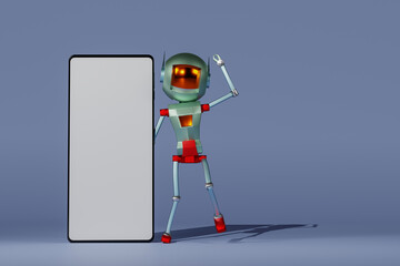 robot and mobile phone, 3d rendering