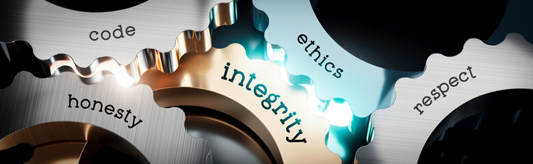 Integrity - gears concept - 3D illustration - obrazy, fototapety, plakaty