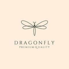 dragonfly icon line art logo vector symbol illustration design - obrazy, fototapety, plakaty