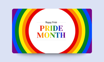 Happy pride month - rainbow pride ribbon roll heart shape with hands raised and on black background vector design