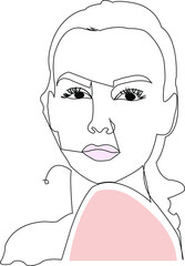 portrait of a woman's continous or one line art