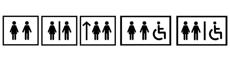 Toilet vector icon set. WC illustration symbol collection. bathroom sign or logo.