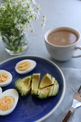 Breakfast with egg and avocado