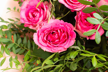 a beautiful bouquet of pink roses. Birthday Flowers