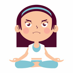 girl meditate illustration cartoon cute