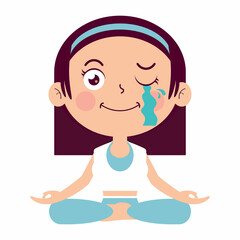 girl meditate illustration cartoon cute