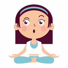 girl meditate illustration cartoon cute