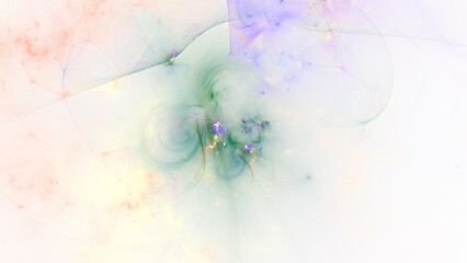 Abstract blue and green blurred swirly shapes. Fantastic background. Digital fractal art. 3d rendering.
