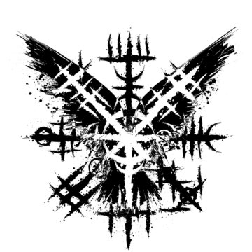 Black grunge raven viking background