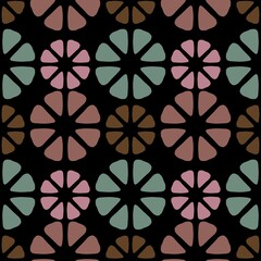 Abstract flower seamless geometric floral pattern for textiles and packaging and gifts and cards and linens and kids