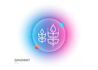 Gluten free line icon. Gradient blur button with glassmorphism. Organic tested sign. Natural product symbol. Transparent glass design. Gluten free line icon. Vector