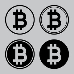 Set of bitcoin icon. Cryptocurrency, digital currency, business and finance concept. Flat design vector illustration.