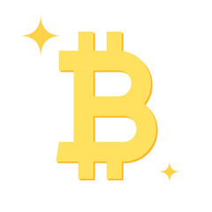 Obraz premium Gold bitcoin icon. Cryptocurrency, digital currency, business and finance concept. Flat design vector illustration.