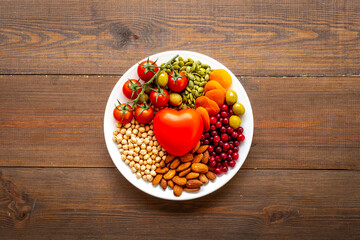 Diabetic sugar free diet nutrition - food in dish with heart object