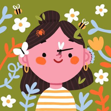 Plant and insects loving girl