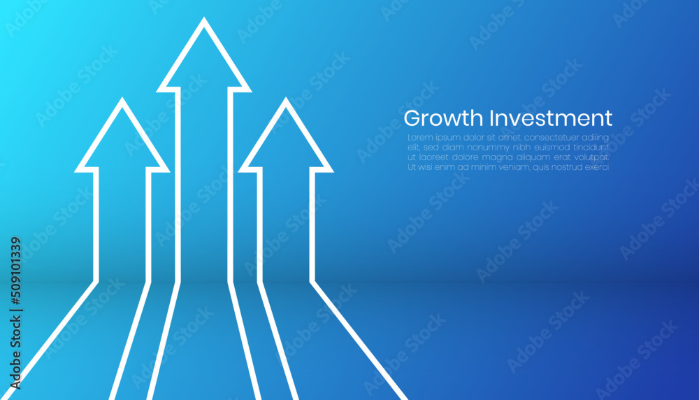 Poster arrow up business finance target growth investment background design vector. web template banner, in
