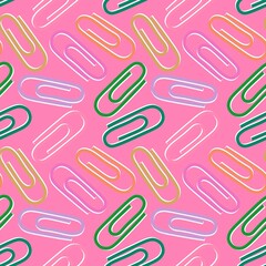 School seamless paper clip pattern for fabrics and packaging and linens and kids and wrapping paper and office