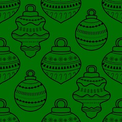 New year seamless Christmas tree balls pattern for fabrics and packaging and gifts and linens and kids