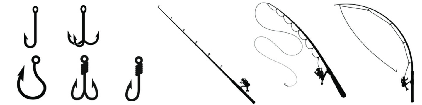 Fishing rod icon vector set. fishing illustration sign collection. recreation symbol.