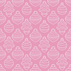 New year seamless Christmas tree balls pattern for fabrics and packaging and gifts and linens and kids