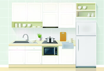 Interior of Modern kitchen with appliances