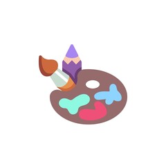 Painting palette and brush flat icon