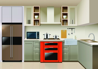 Modern kitchen interior background template