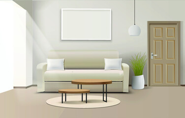 Modern living room interior with furniture