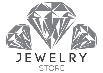 Vector template for jewelry store. Three gems. Template, element for design