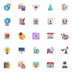 Education and science flat icons set