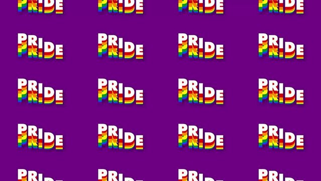 LGBTQ pride celebration, animated PRIDE text loop background.