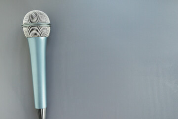 microphone seminar concept, speech and voice, space for text