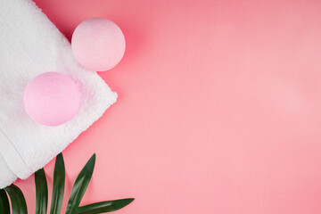 bath bomb, body salt, top view, cosmetics,copy space
