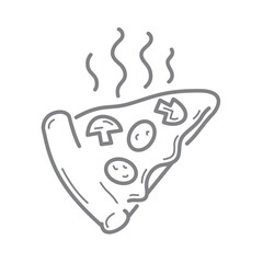 Piece of pizza icon vector isolated on white background, burger transparent sign, line art, editable stroke.