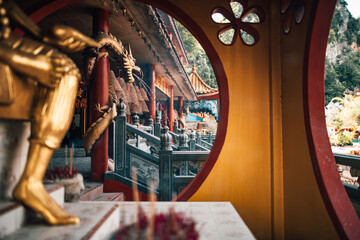 stained window in temple Ipoh Malaysia