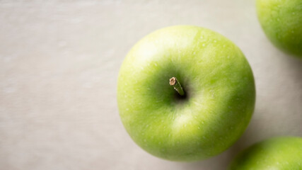 Banner with green apples and copy space for text