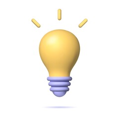 3d light bulb icon isolated on white background. Idea, solution, business, strategy concept. Vector illustration