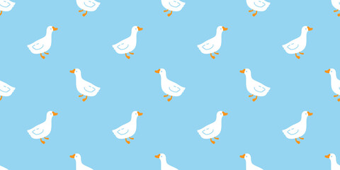 duck seamless pattern bird goose shower bathroom swimming pool bird chicken vector cartoon pet scarf isolated animal tile wallpaper repeat background doodle illustration design