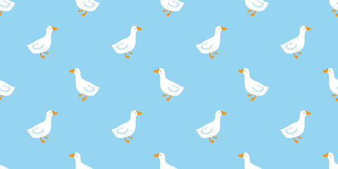 Fototapeta premium duck seamless pattern bird goose shower bathroom swimming pool bird chicken vector cartoon pet scarf isolated animal tile wallpaper repeat background doodle illustration design