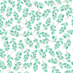 Fototapeta premium Pattern with small green twigs