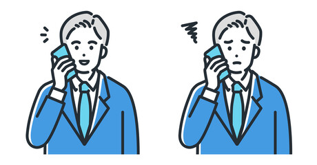 スマートフォンを持つ男性のイラスト。