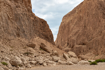Fototapeta premium Stone desert near the Khatsatson stream, on the Israeli side of the Dead Sea, near Jerusalem in Israel