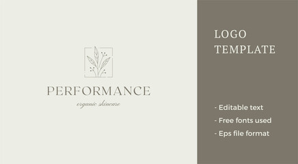 Monochrome organic natural twig with berries leaves decorative business logotype vector illustration © provectors