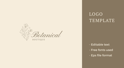 Fototapeta premium Minimalist organic buttercup wild flower logo place for text vector illustration
