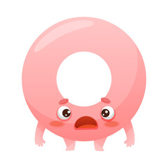 Funny Pink Circle as Geometric Shape Character with Shocked Face Expression Vector Illustration