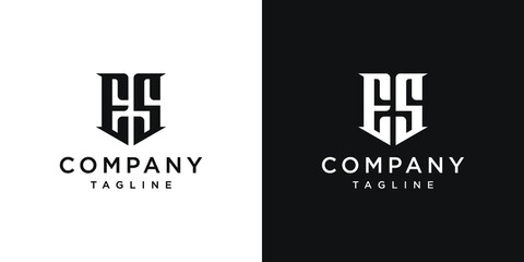 Creative Vintage Letter ES Monogram Logo Design Icon Template White and Black Background