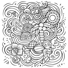 Colombia hand drawn cartoon doodles illustration.