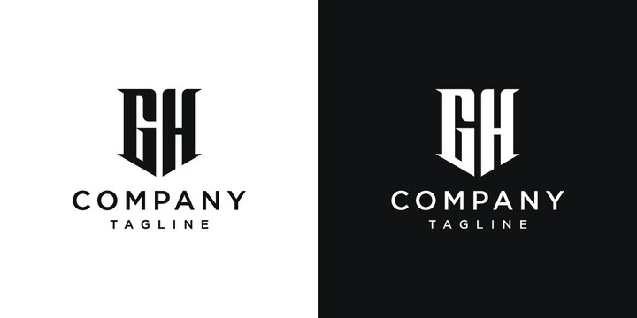 Creative Vintage Letter GH Monogram Logo Design Icon Template White and Black Background