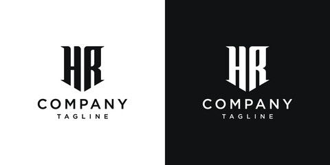 Creative Vintage Letter HR Monogram Logo Design Icon Template White and Black Background