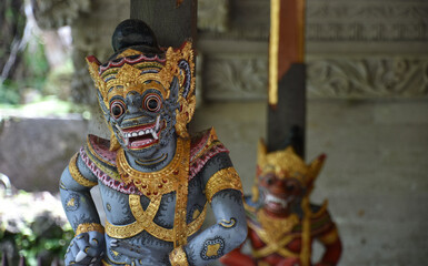 Blue Monkey God Statue, Left Foreground Focus, Pura Gunung Kawi, Bali